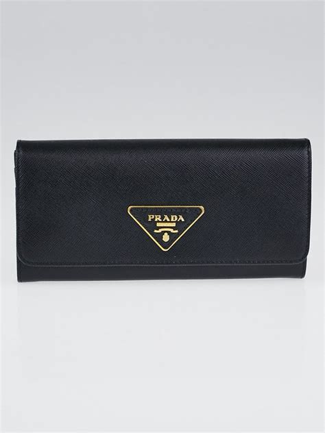 Black Saffiano Metal Leather Continental Wallet 1M1132.